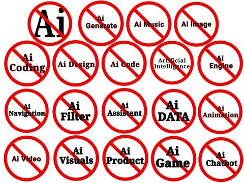 Set icon of NO AI , all Artificial intelligence not allowed