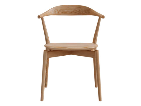 Modern wooden chair with curved backrest isolated on white background