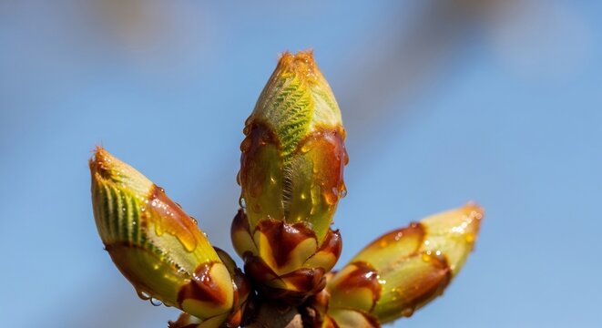 Tiny green buds on a tree branch signaling spring renewal