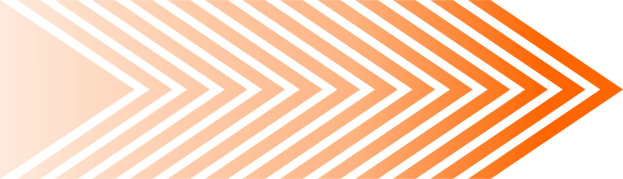 An abstract visual representation of forward movement and progress, depicted by a series of orange chevrons fading from light to dark, creating a sense of dynamic motion towards the right