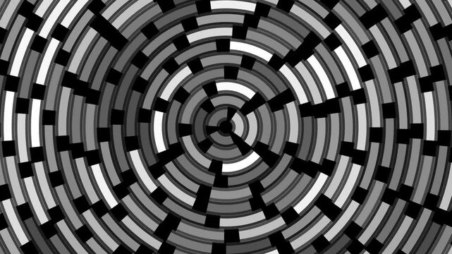 Abstract monochrome spiral geometric circular pattern motion graphic background