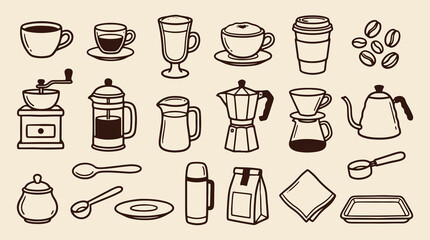 Fototapeta premium Barista & Coffee Making Doodle
