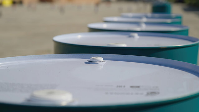 Row of gasoline barrels at a drift racing track