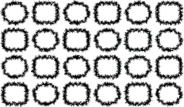 Collection of rough hand drawn oval frames and borders silhouette