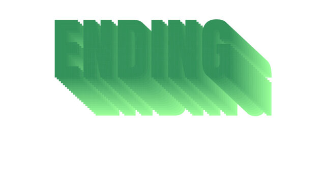 Bold green text element spelling ending featuring stylish layered shadow effects for cinematic film title credits