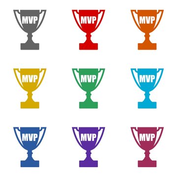 MVP trophy sign  icon isolated on white background. Set icons colorful