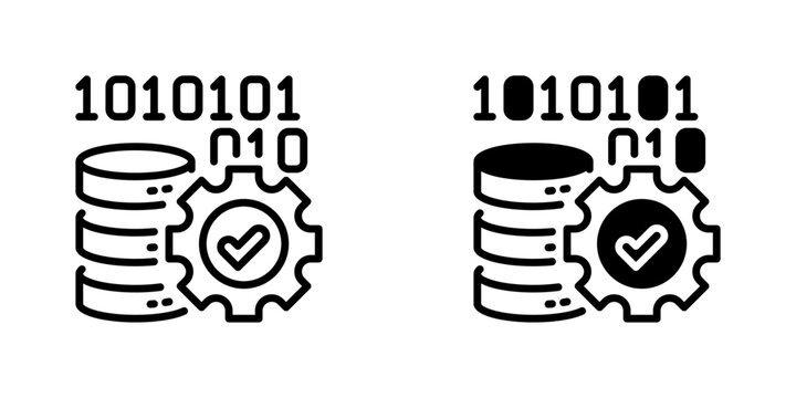 Big Data Processing Line Icon, Outline Symbol for computation, analysis, management, workflow, and technology. Vector Sign Icon.