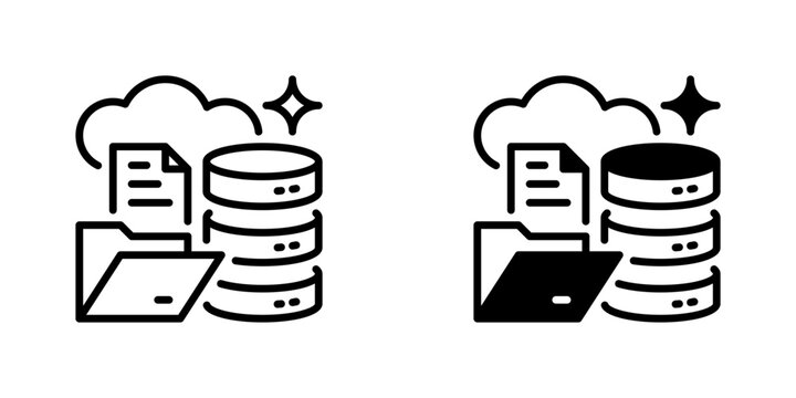 Cloud Database Line Icon, Outline Symbol for storage, computing, accessibility, scalability, and data. Vector Sign Icon.