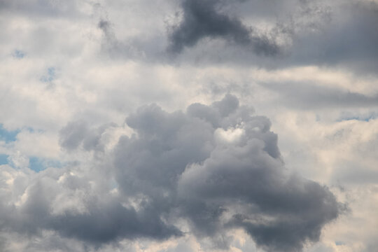 Thick gray clouds in sky before rain