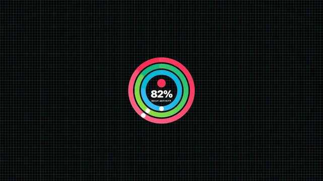 Fitness Smartwatch Activity Rings Calorie and Steps Tracker HUD 4K 60fps