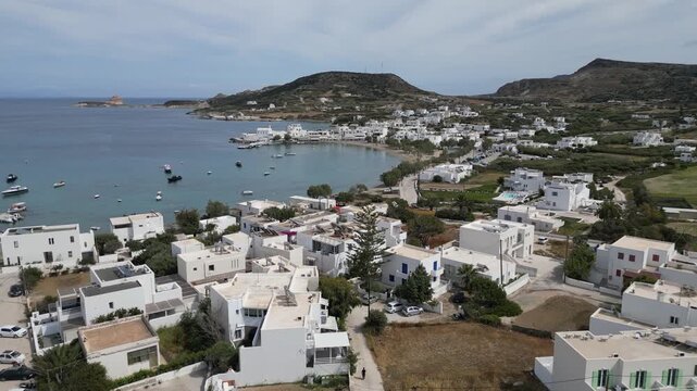 Aerial View Of Pollonia Village And Bay, Milos, Greece