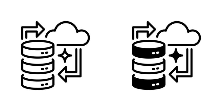 Data Transfer Line Icon, Outline Symbol for file exchange, uploading, downloading, sharing, and migration. Vector Sign Icon.