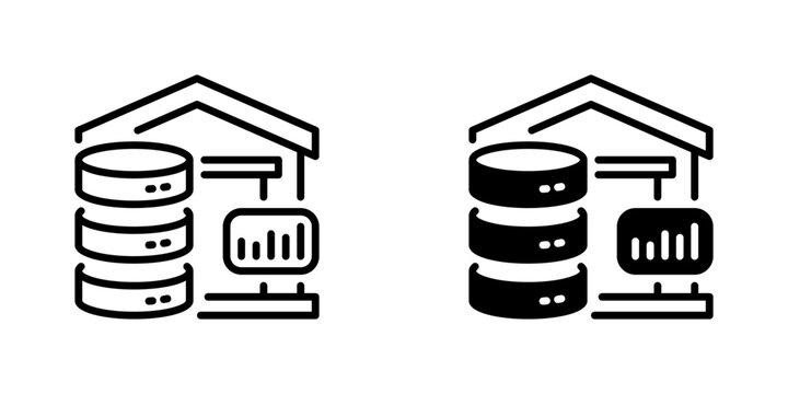Data Warehouse Line Icon, Outline Symbol for big data, storage, analytics, business intelligence, and database. Vector Sign Icon.