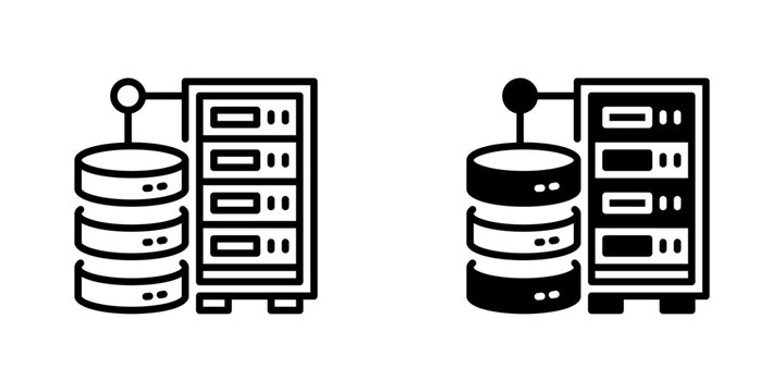 Server Line Icon, Outline Symbol for hosting, data center, cloud computing, network, and infrastructure. Vector Sign Icon.