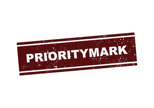 Priority mark stamp with distressed red background illustration