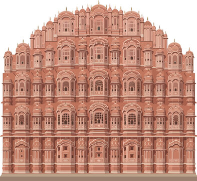 Hawa Mahal Palace of Winds vector illustration, Jaipur Rajasthan India landmark