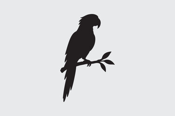 Fototapeta premium Parrot silhouette, Vector silhouette, black vector icon style, simple shape, clear cut, white background