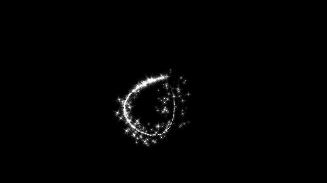 Glowing sparkle stars line animation, fairy dust shimmer line,  glowing light effect, sparkling stars shine animation, curved stars motion, star sparkle vector doodles on black screen. 4k video