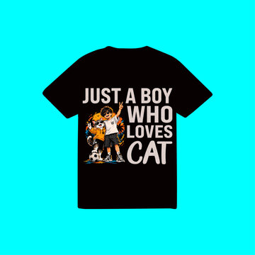 Just a boy who loves cat t-shirt logo design.