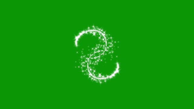 Luxury white glitter sparkle animation, glitter line stars, doodle cartoon twinkling stars with glitter burst effect, magical sparkle dust, shining sparkle motion on transparent on green screen. 4k