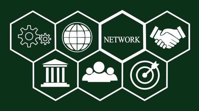 Businessman pressing a Business Network concept.on green background.HD video Animation