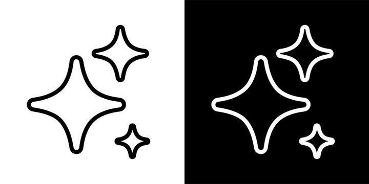 Sparkle stars icons, shine sparkling star, magic AI sparkle generative symbol