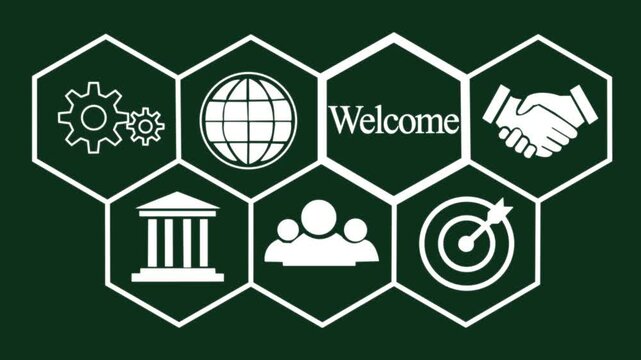 Businessman pressing a Welcome Network concept.on green background.HD video Animation