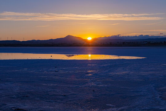 Larnaca Salt Lake at sunset in Cyprus