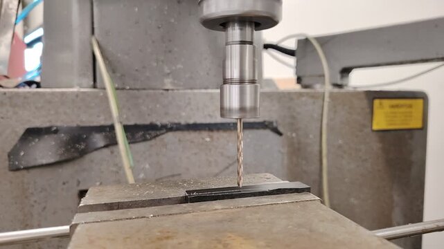 Close up of milling machine drilling