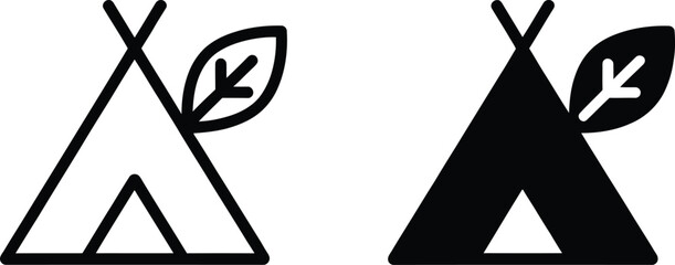 Teepee tent with leaf icon vector illustration © Ripon