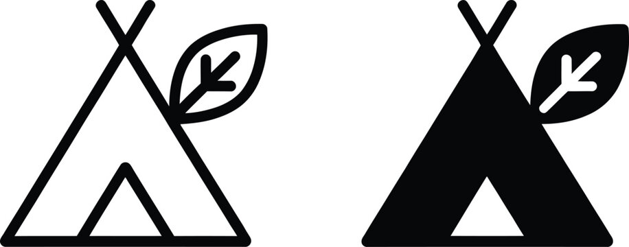 Teepee tent with leaf icon vector illustration
