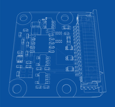 circuit board blueprint illustration. Vector