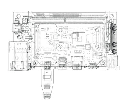 circuit board blueprint illustration. Vector