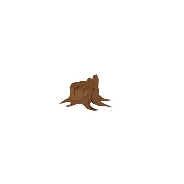 Cartoon Brown Tree Stump Illustration Isolated on Transparent Background