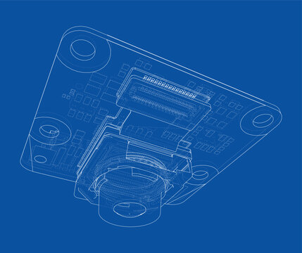 camera module blueprint illustration. Vector