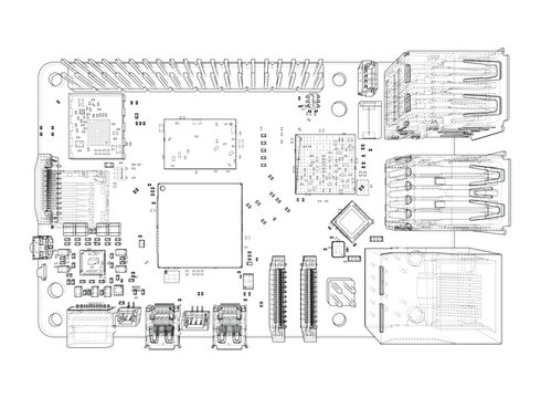 circuit board blueprint illustration. Vector