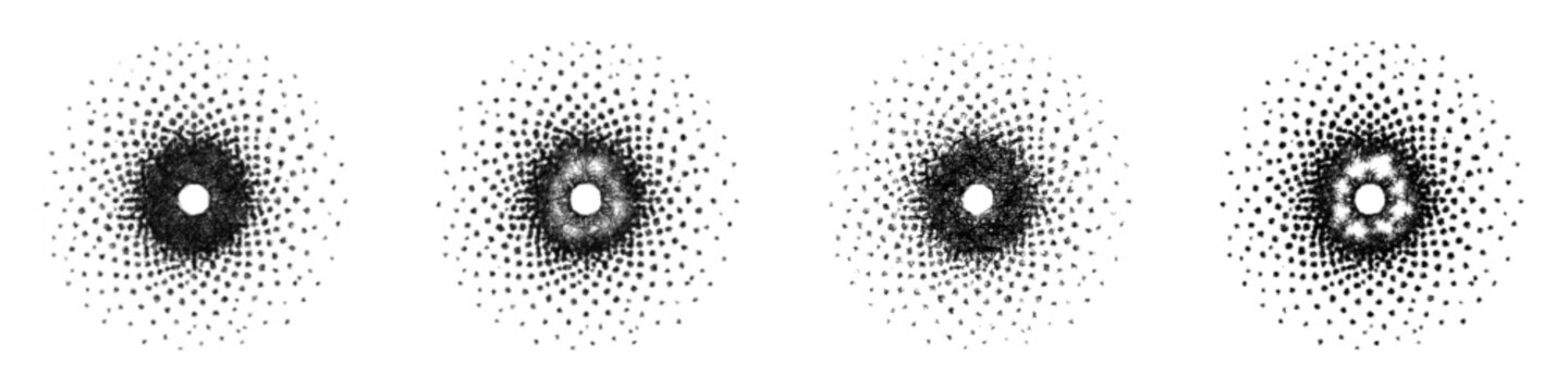 Black and white sketch oort cloud icon design set