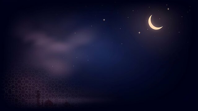 Moonlit night sky over intricate patterned structure with detailed geometric design shines above detailed
