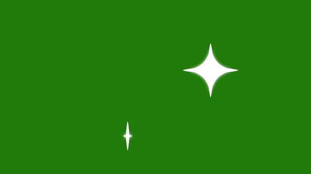 Star Sparkle Magical Animation with Glitter and Twinkling Effect on Green Screen Loop,white cartoon, flat, vector, doodles style stars.4k