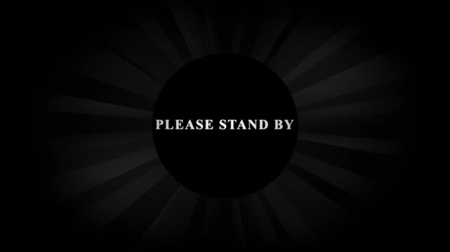 Retro Vintage Please Stand By Television Screen with Film Grain Noise and Sunburst