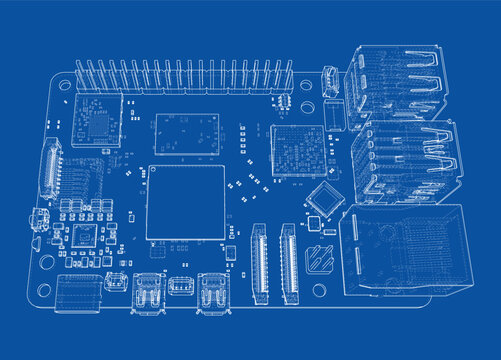 circuit board blueprint illustration. Vector