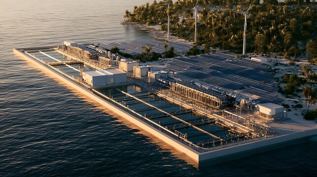 Next generation desalination represented through elegant modular treatment architecture integrated with renewable energy systems