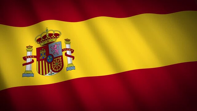 National Spain Waving Flag Side Perspective View With Soft Vignette Effect 4k Animation Motion Graphics Background

