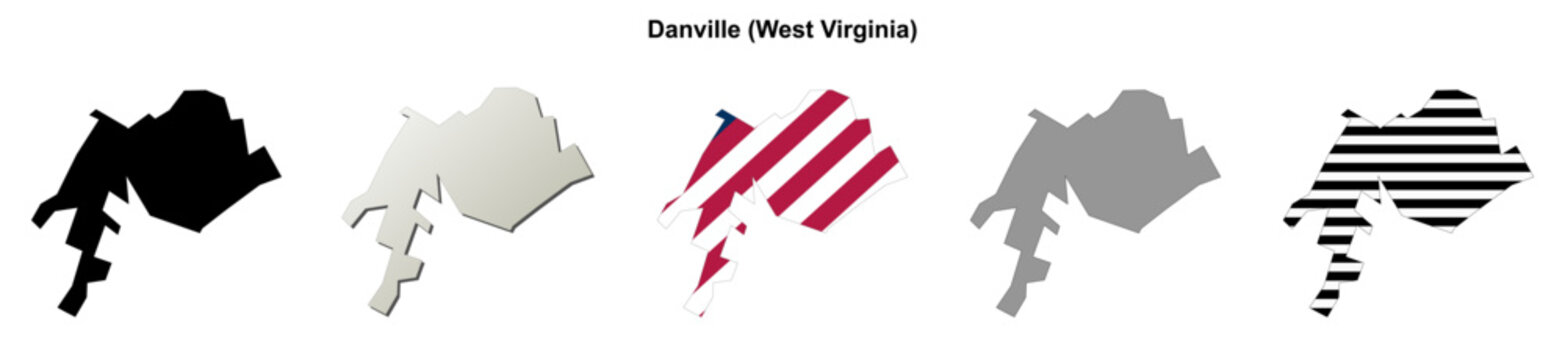 Danville (West Virginia) blank outline map set