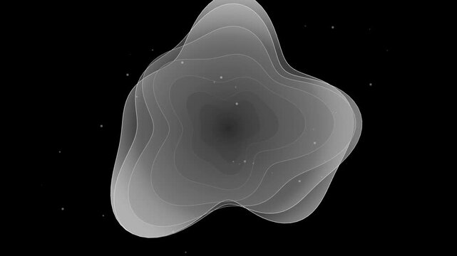 Abstract monochrome fluid motion background with floating particles