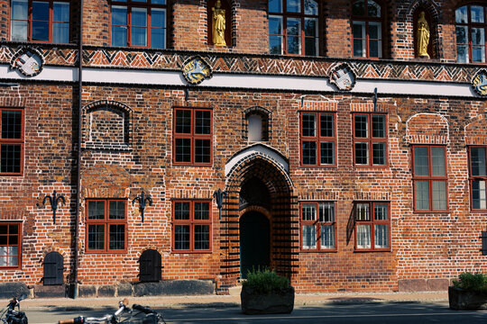 historic German architecture of town hall facade in the city L&uuml;neburg