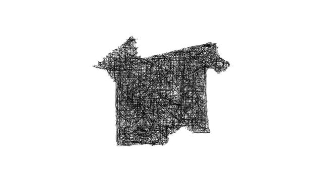 Sketch Rapides outline map animation - smooth progressive reveal