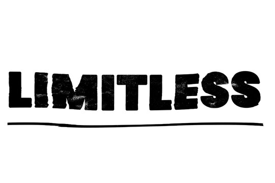 Black grunge word Limitless with underline isolated on transparent background, PNG cutout