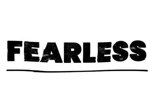 Fearless word typography text sign isolated on transparent background cutout PNG