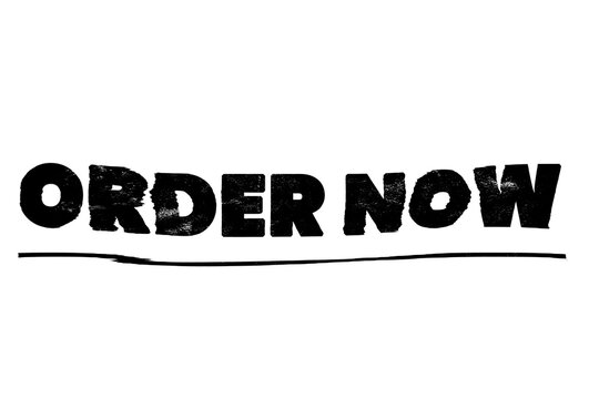 Order Now text sign with transparent background, isolated cutout graphic for design